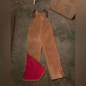 Carhartt Brown Overalls with Red Lining